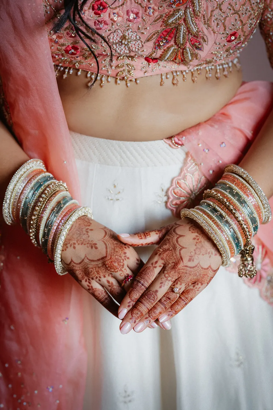 Henna and bangles on Sara’s hands.